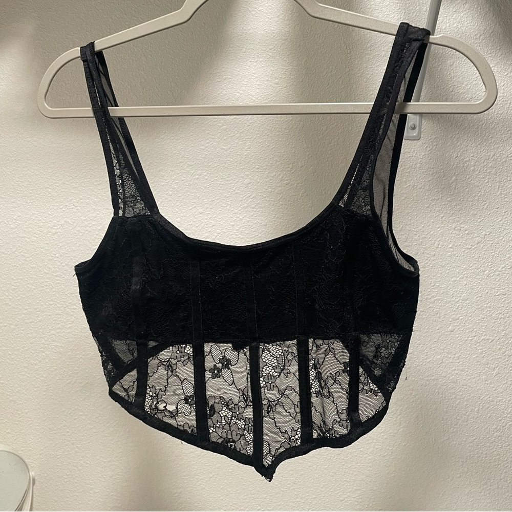 Garage Black Lace Crop Top